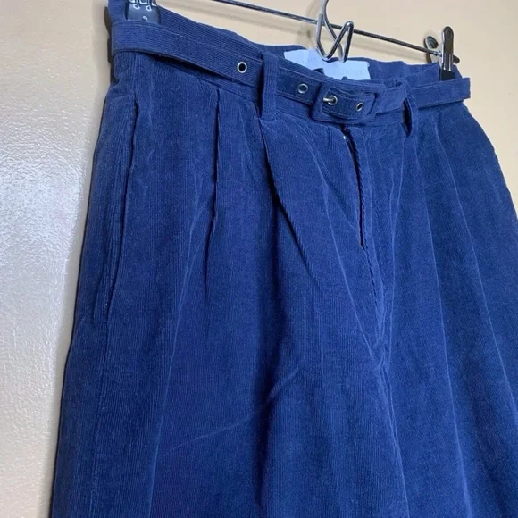 Christine Alcalay Blue Corduroy Straight Leg Ankle Length Pants